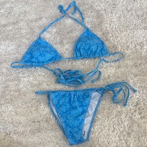 SHEIN Sky Blue Floral Bikini